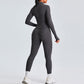 Long Sleeve Full Zipper Fitness Tops + High waist leggings set