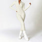 Nude Quick-Dry Stand Collar Zipper Fitness Jumpsuits