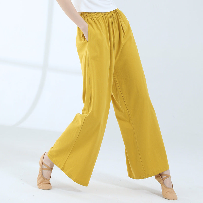 Solid loose lace-up casual pants
