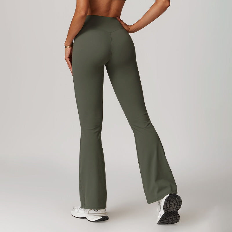 Brushed Cross High Waist Fitness Wide Leg Pants