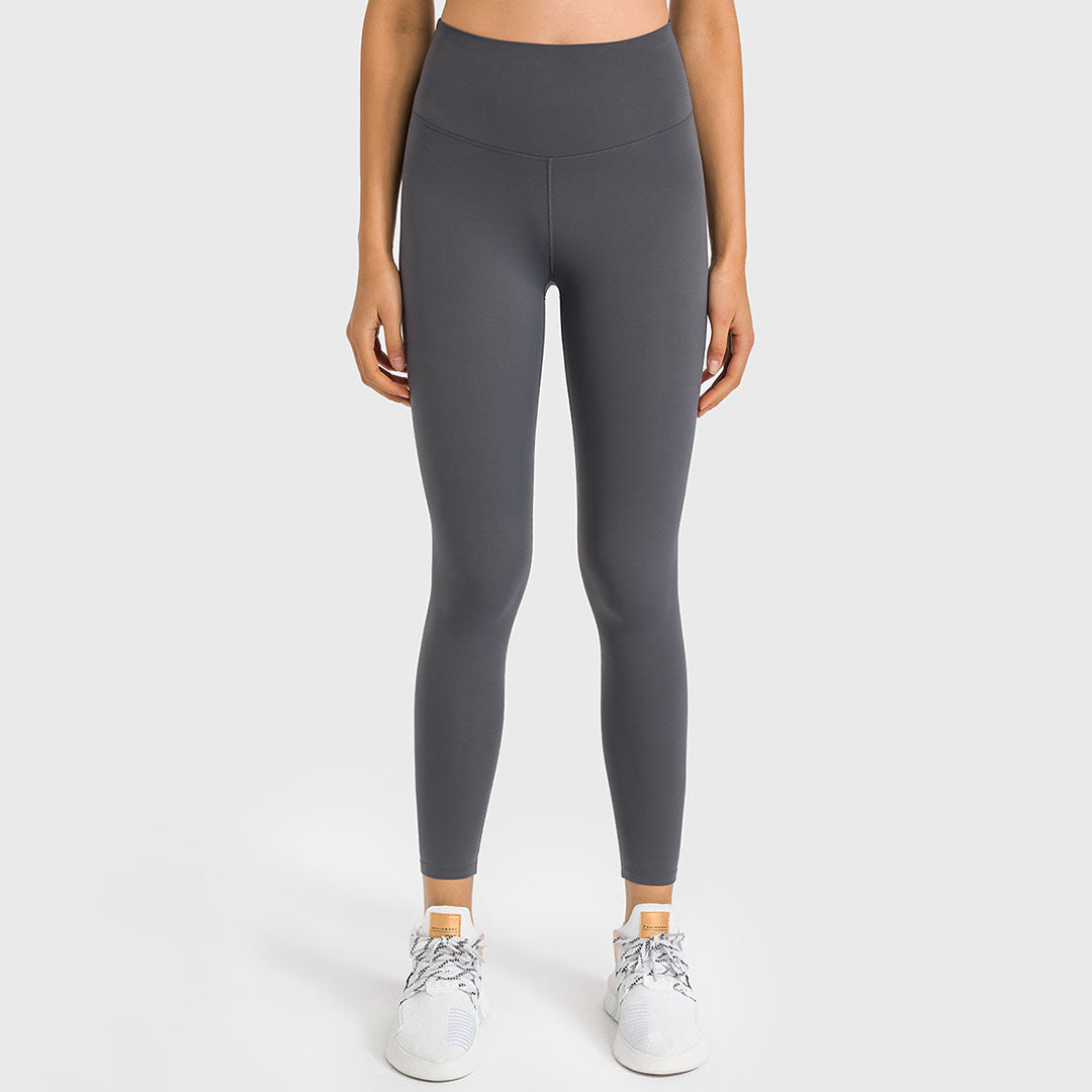 Legging de yoga extensible brossé de couleur unie