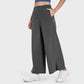 Side pockets waist-cinched wide-leg pants