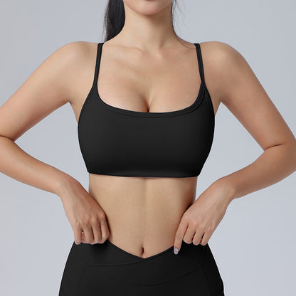 Ultra-Soft Cross Back Thin Straps Sports Bra