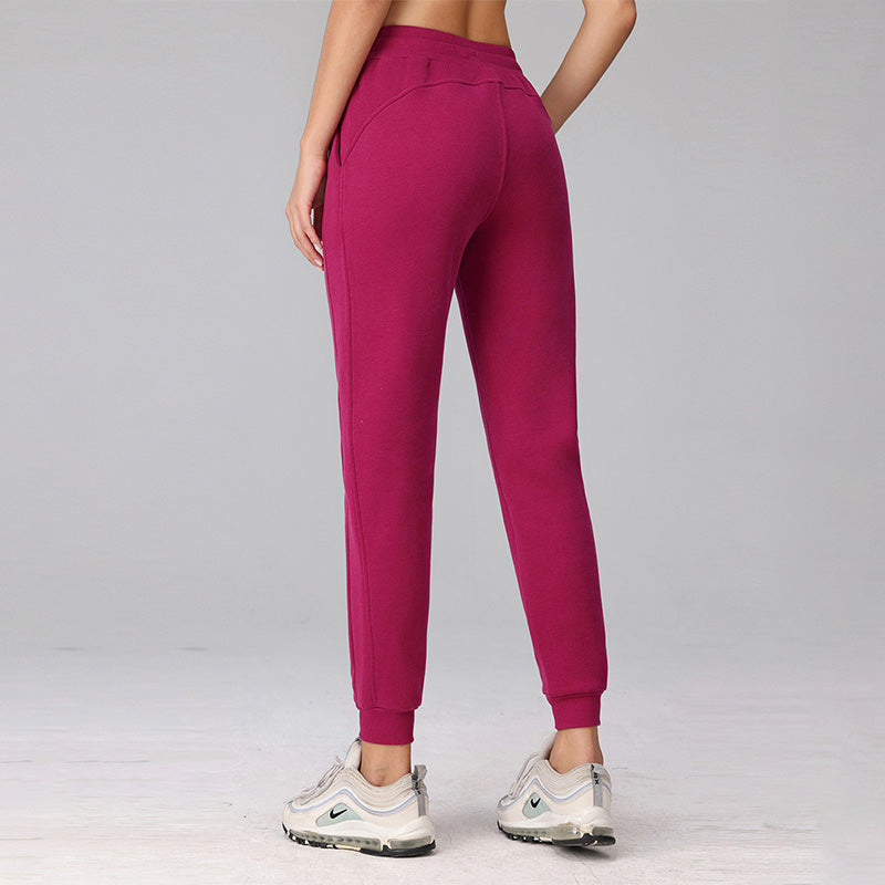 Drawstring Velvet Warm Elastic Leg Casual Sweatpants