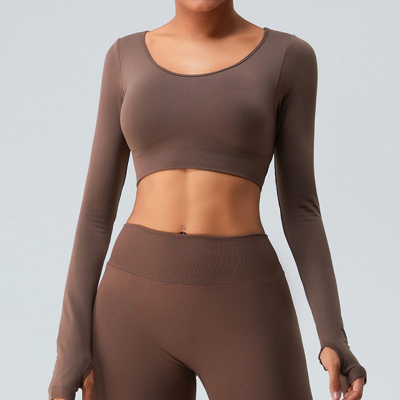 Seamless Cross back Long sleeve Crop Top