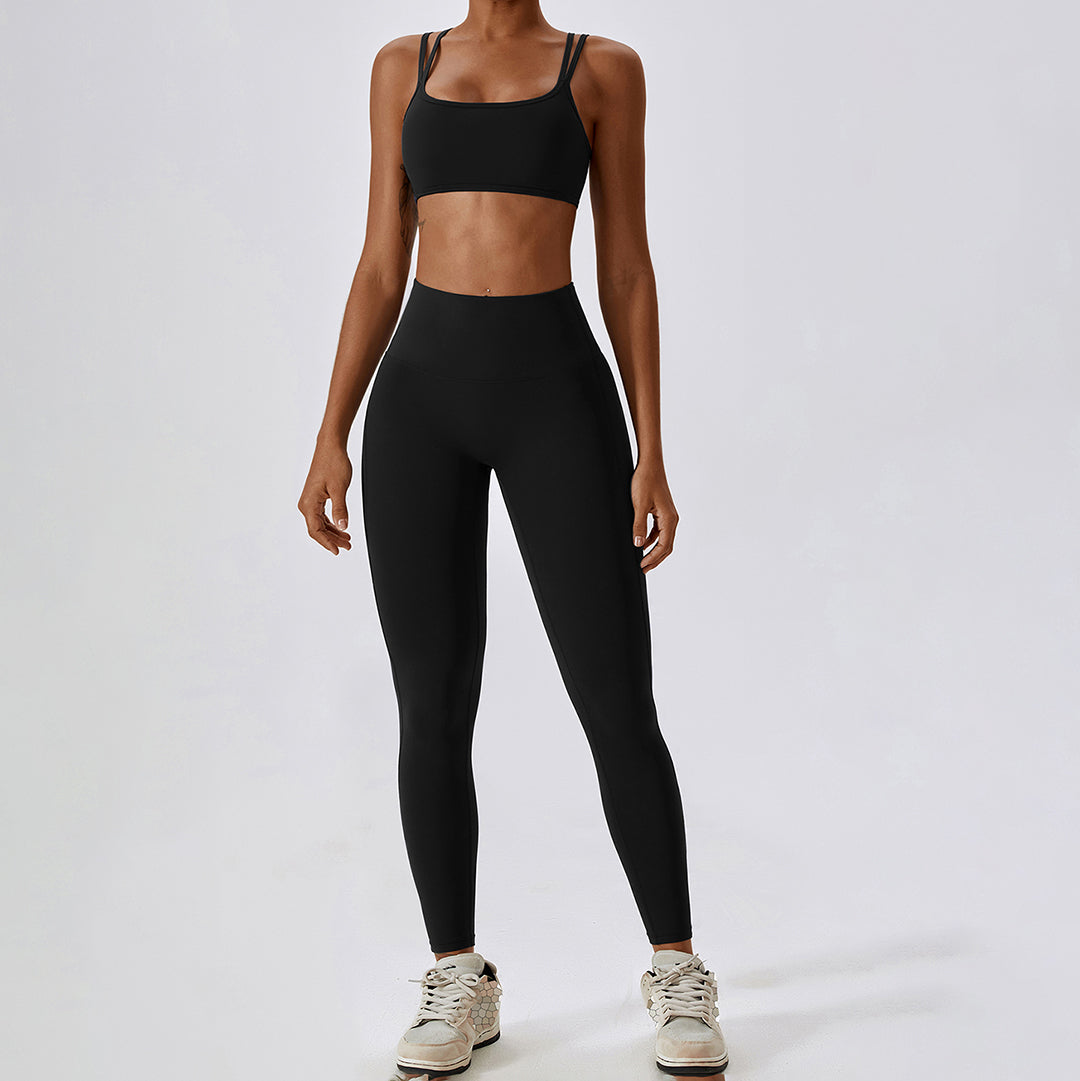 Back cross bra & sports leggings 2-piece set