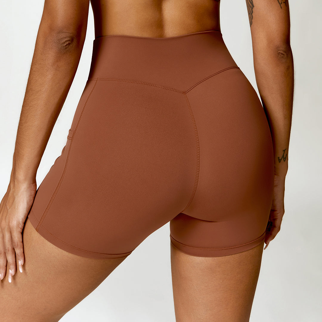 Casual sports nude tight yoga pocket shorts