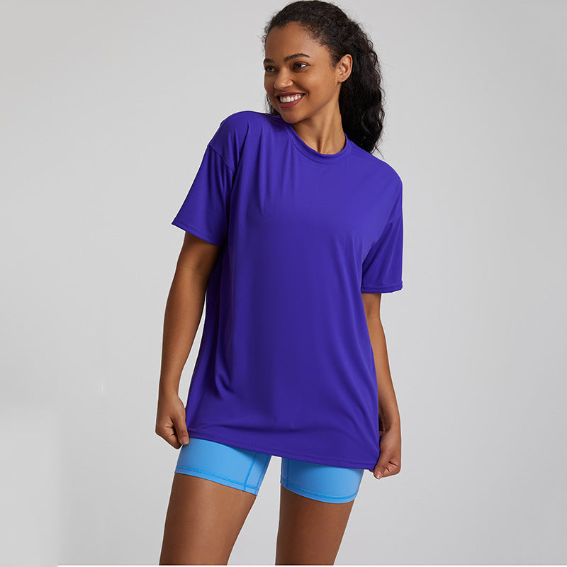 Solid color high stretch short-sleeved sports top