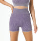 Thread-knit high-waist yoga shorts