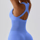 Solid color seamless buttock lift sports jumpsuit