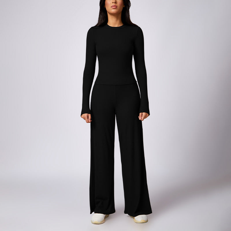 Crewneck skinny long-sleeved top & pants sets