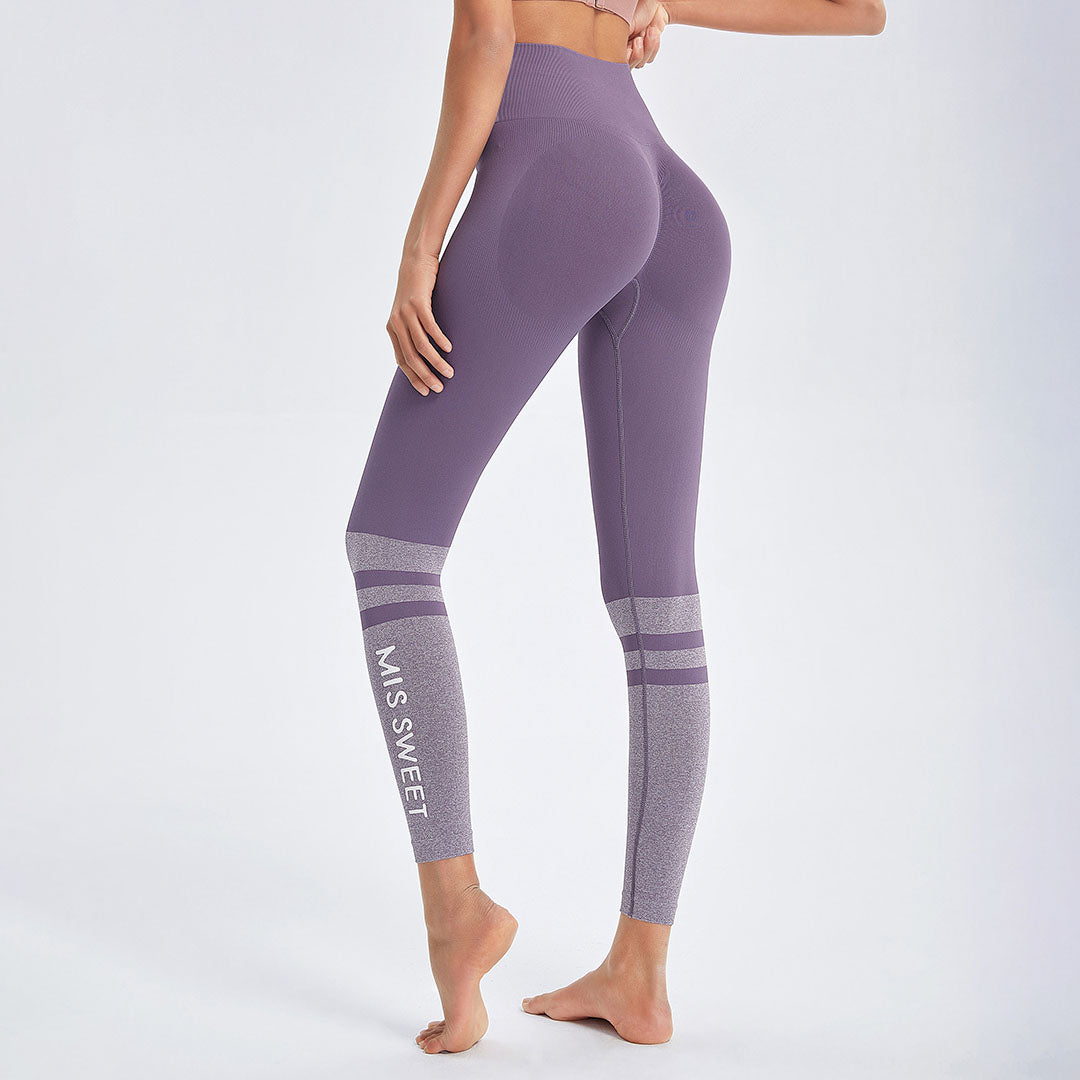 Seamless monogram print stripe sport leggings