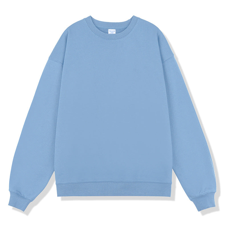 Retro cotton solid color crew neck sweatshirt