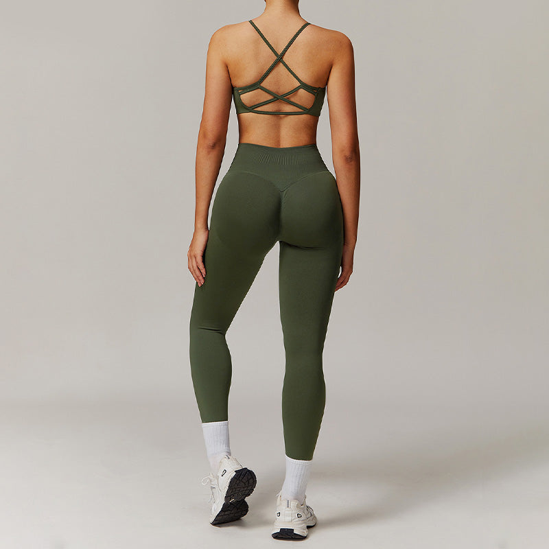 Seamless High-waisted Yoga Bra + Legging 2 Pieces Set