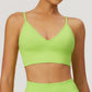 Seamless V Neck Quick-Dry Thin Straps Sports Bra