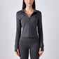 Stand Collar Long Sleeve Full Zipper Yoga Jacket