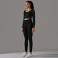 Seamless long-sleeved top &  leggings 2-piece set