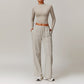 Quick-Dry Long Sleeve Top + Straight Leg Sweatpants 2 Piece Set