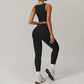 Breathable tight back tank tops+High-waisted hip-lifting leggings 2 pieces set