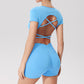 Seamless Cross Back Top + Shorts 2-Piece Set