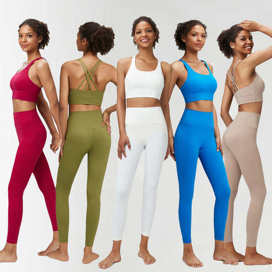 Back cross sport bra + leggings two-piece set