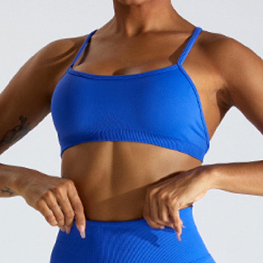 Soutien-gorge de sport de yoga croisé sans couture à séchage rapide