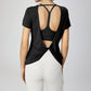 Open back crossover loose short-sleeved tops