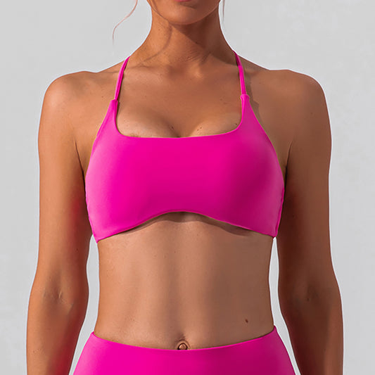 Back crossed thin shoulder strap yoga training bra