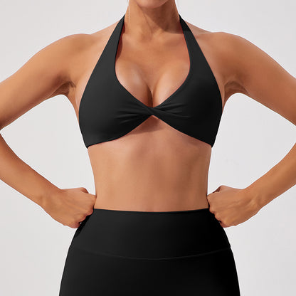 Breathable halterneck skinny sports bras