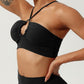 Slim strap cross-cutout gathered sports bras