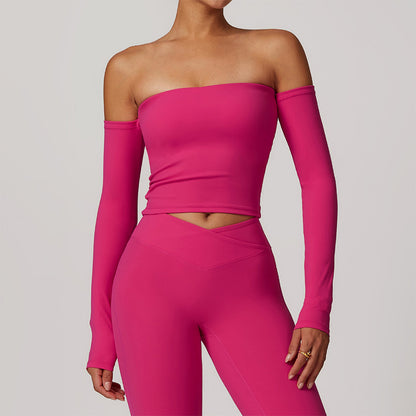 Brushed Off Shulder Long Sleeve Outdoor Fitness Tube Top