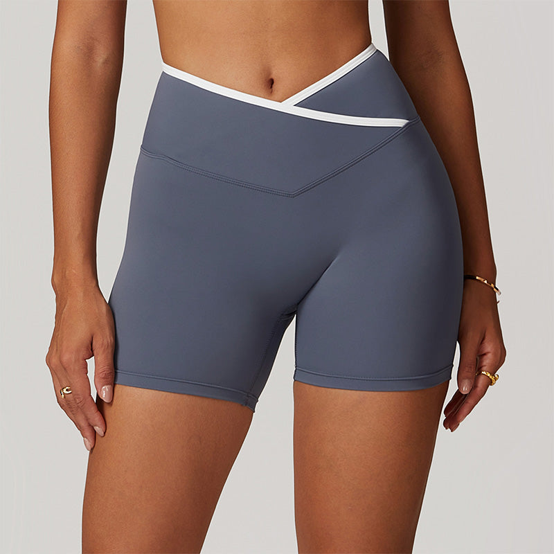 Crossover high-waisted sports shorts