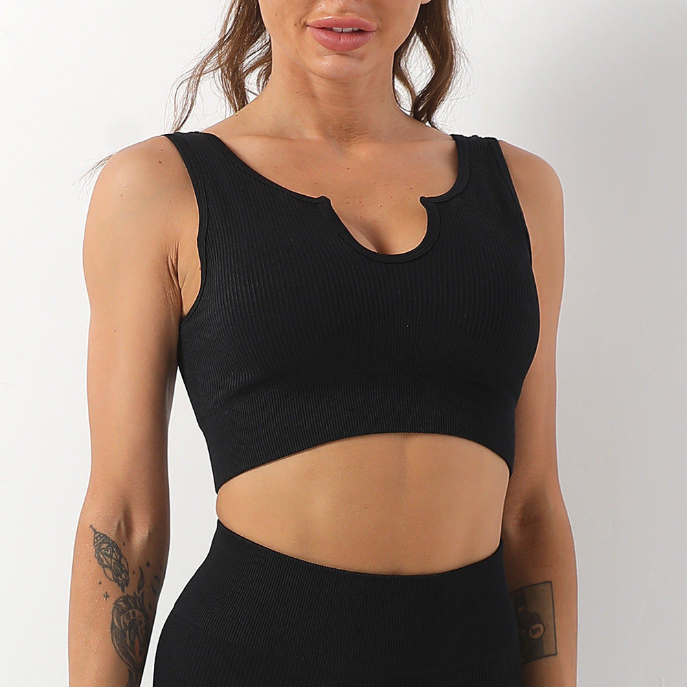 Soutien-gorge de sport de couleur unie sans couture