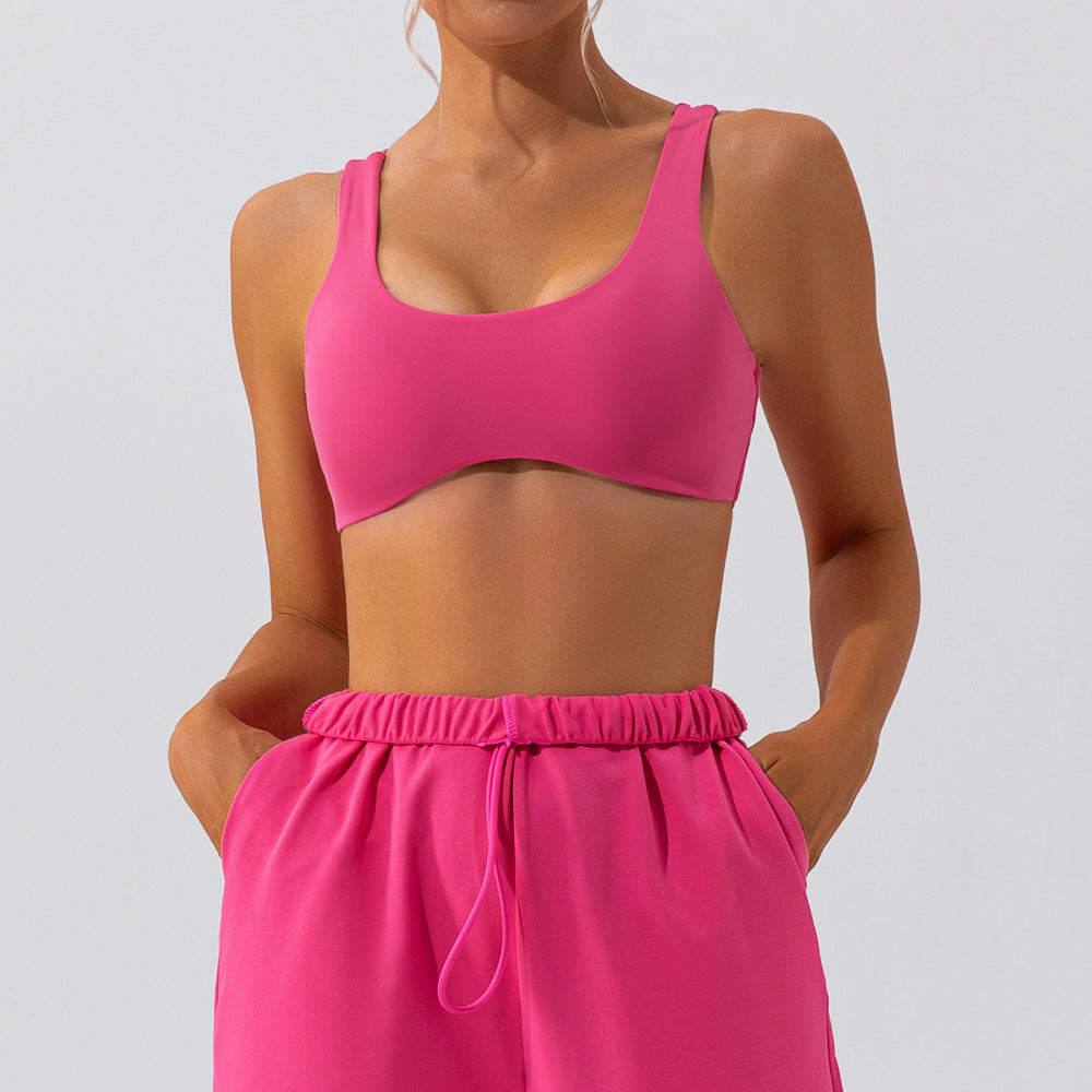 Solid color double strap sports bra