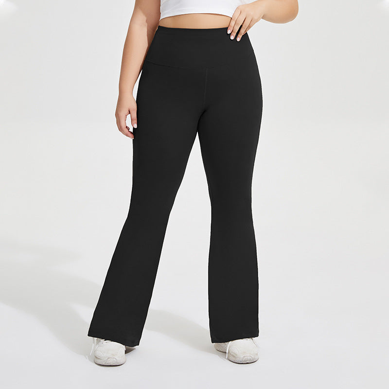 Solid color sport plus-size flared pants