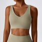 Large neckline solid color yoga bra