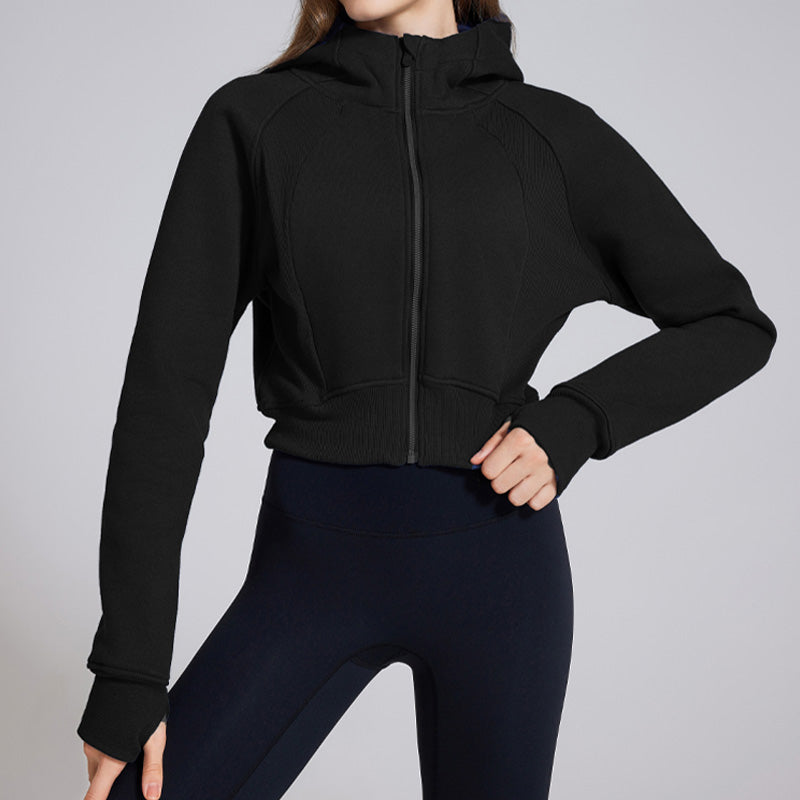 Thick and warm full zipper sports hooded jacket