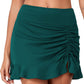 Solid Color High Waist Pleated Skirt Single Side Tie Bikini Swim Shorts