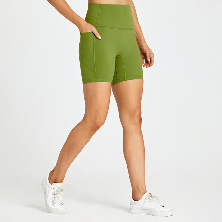 Skin-friendly solid patchwork sports shorts