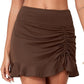 Solid Color High Waist Pleated Skirt Single Side Tie Bikini Swim Shorts