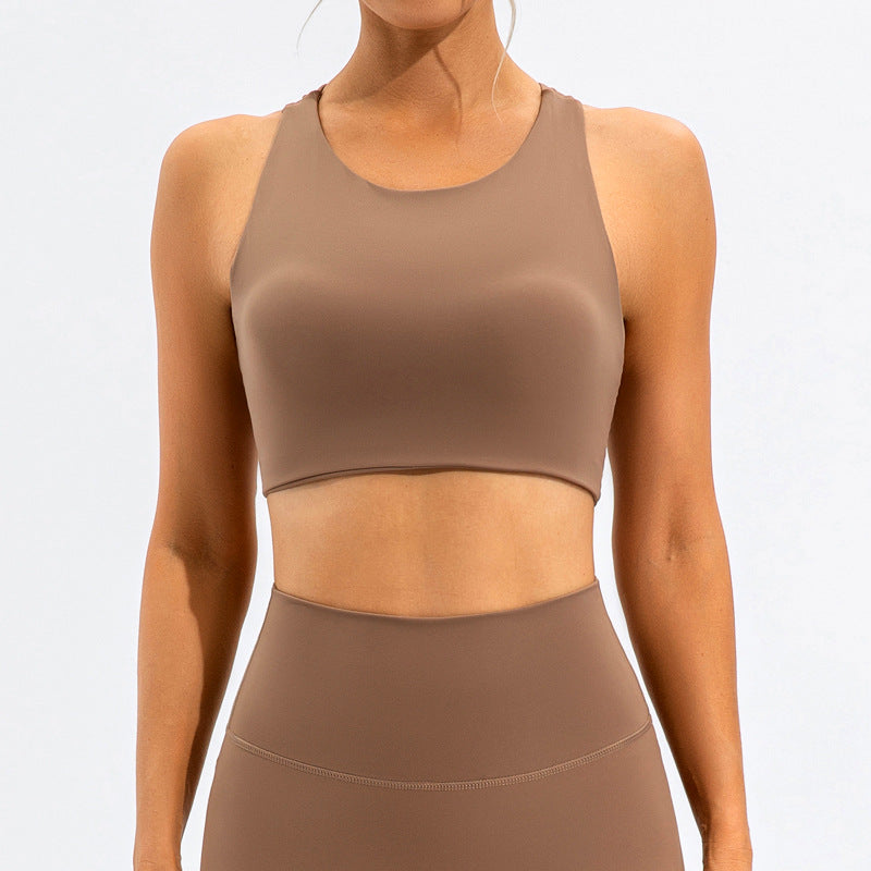 Solid color full-wrap sports bra