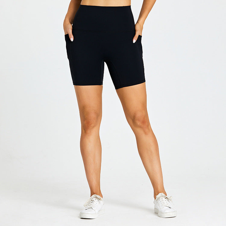 Skin-friendly solid patchwork sports shorts