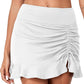 Solid Color High Waist Pleated Skirt Single Side Tie Bikini Swim Shorts