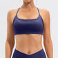 Solid color back cross-fold sports bra