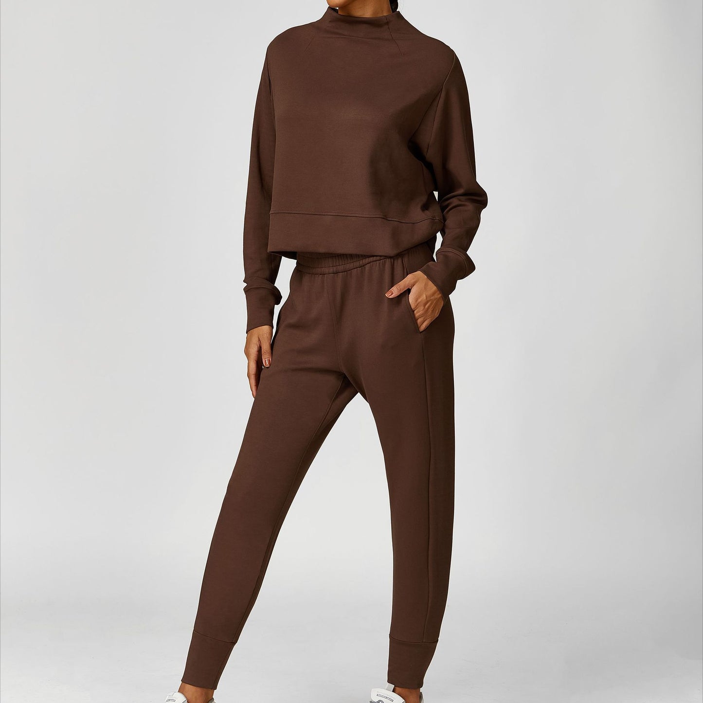 Solid color loose-fitting sweatshirt set