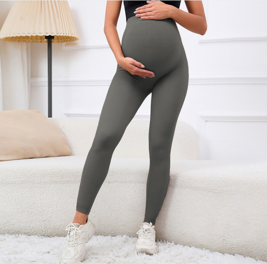 High-waisted, belly-supporting, high-elastic maternity pants for outerwear