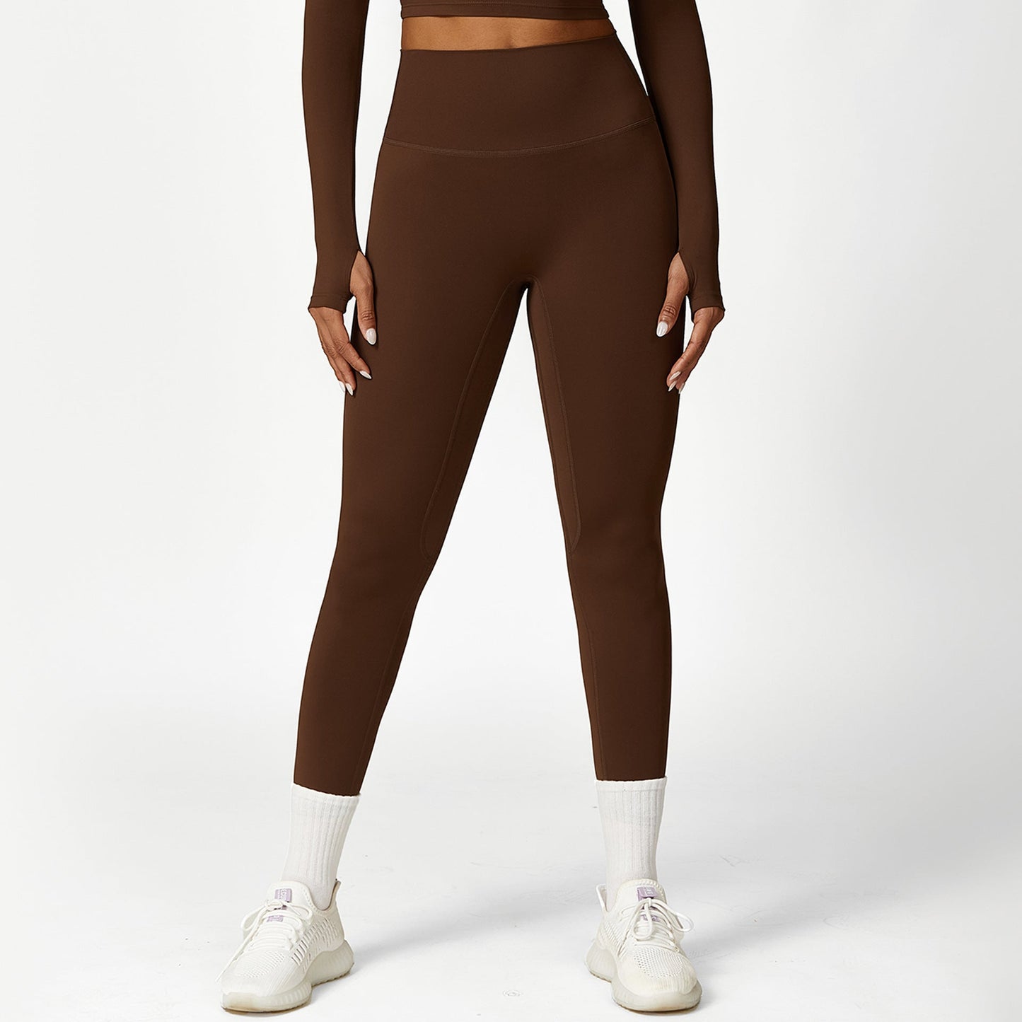 Cropped crew-neck long sleeves and leggings 2-piece set