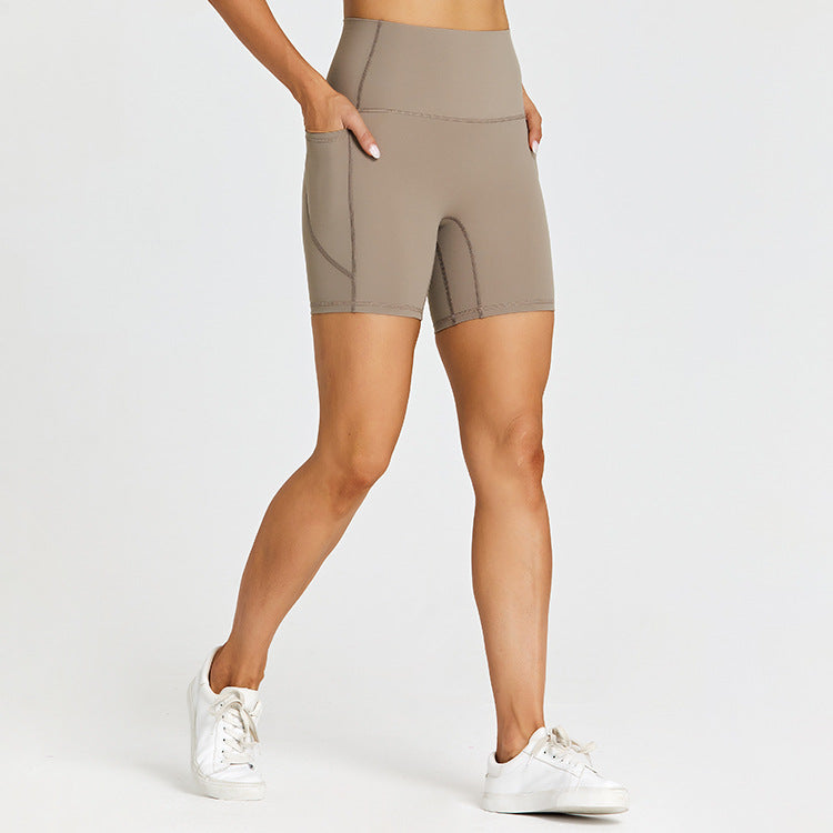 Skin-friendly solid patchwork sports shorts