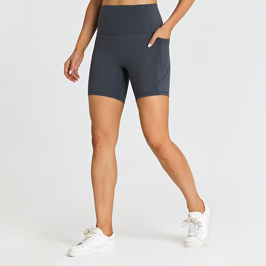 Skin-friendly solid patchwork sports shorts