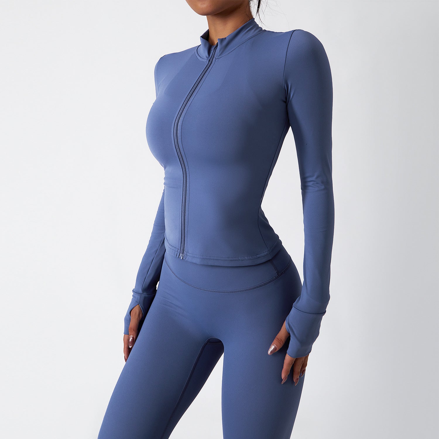 Naked slim fit running long sleeve and fitness leggings sportswear set